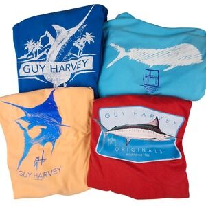 Guy Harvey T Shirts Mens 2XL Blue Marlin Fishing Graphic Tees Bundle of 4 SEE